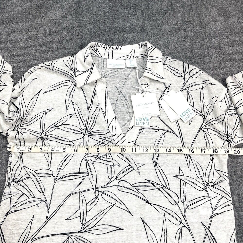Cynthia Rowley Linen Top Womens Size Small Black White Leaf Print NEW W Tags - Picture 7 of 9